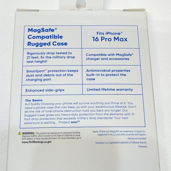 Protect Onn iPhone 16 Pro Max MagSafe Compatible Rugged Case 21' Drop Tested NIB - Picture 3 of 4
